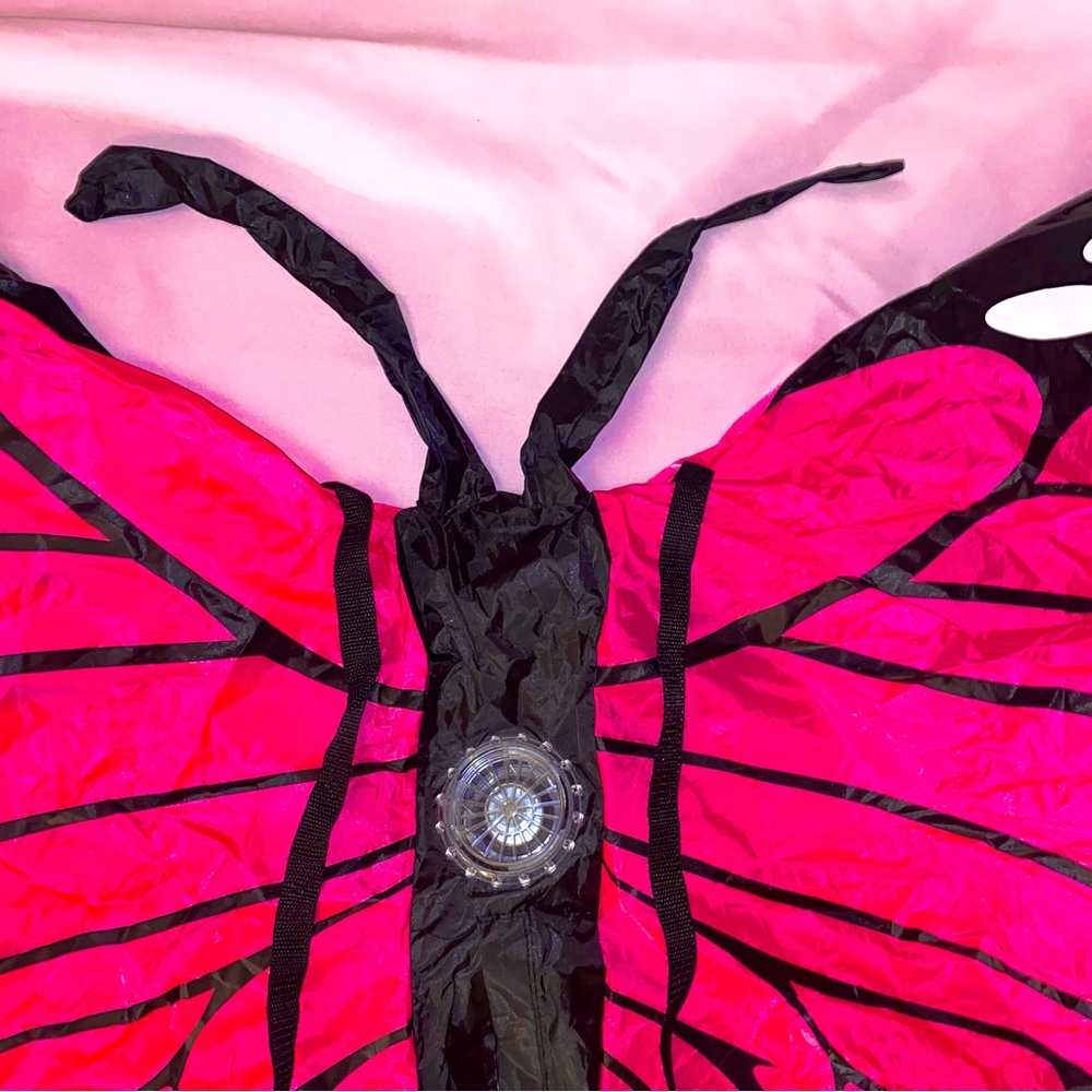 Butterfly Wings Costume w/ Batteries Pink Halloween Straps Easy Quick Inflatable - Picture 5 of 16